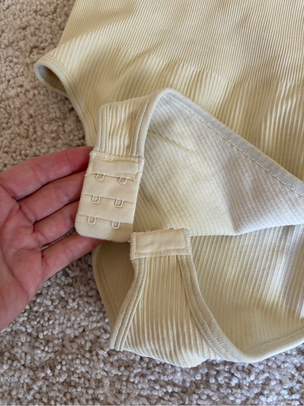 Cream Ribbed One-Piece Bodysuit - Picture 2 of 3